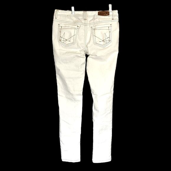 Allen B. Schwartz | Women’s White Stretch Distressed Denim Skinny Jeans Size 10 - Picture 2 of 16